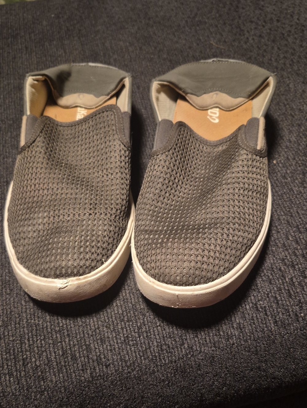 OluKai Gray Slip-On Mesh Loafers with White Sole